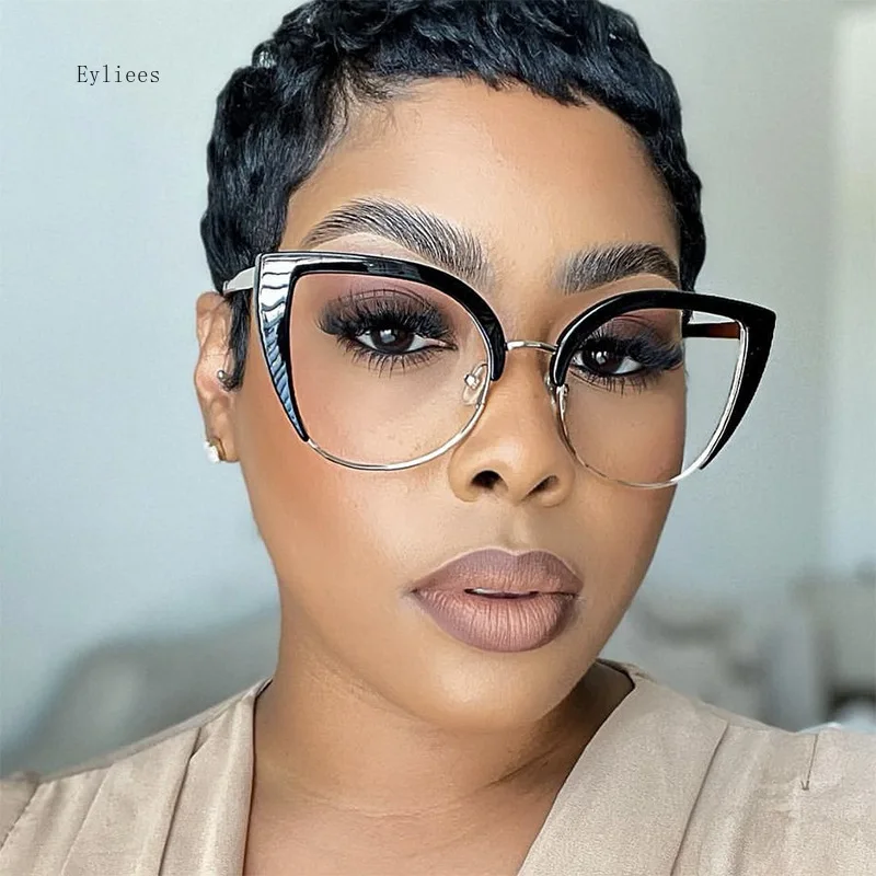 

Quality Cat Eye Half Frame Oversized Frame Glasses Anti-blue Light 2023 New Glasses Frame Ins Retro Trend Fashion Glasses