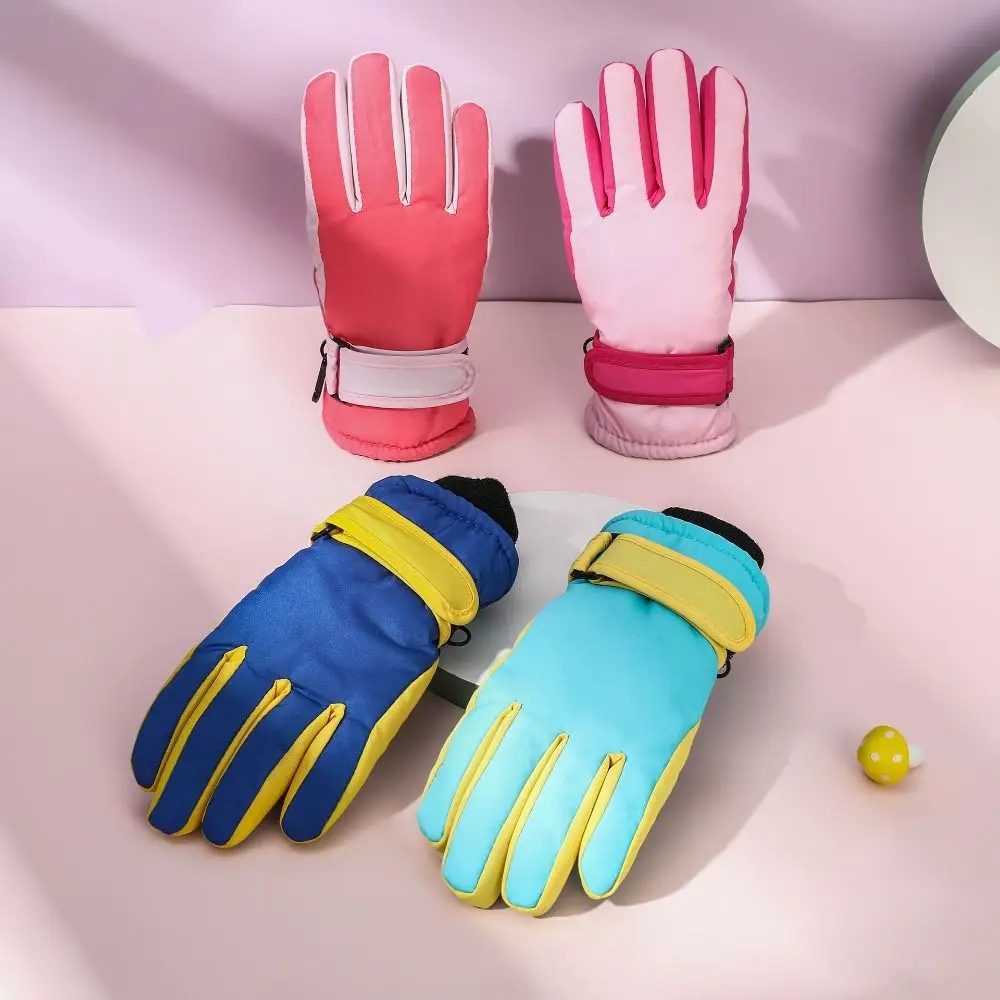 

Разноцветные зимние лыжные перчатки, ветрозащитные перчатки с сенсорным экраном и полным пальцем, водонепроницаемые флисовые сверхлегкие теплые варежки для бега