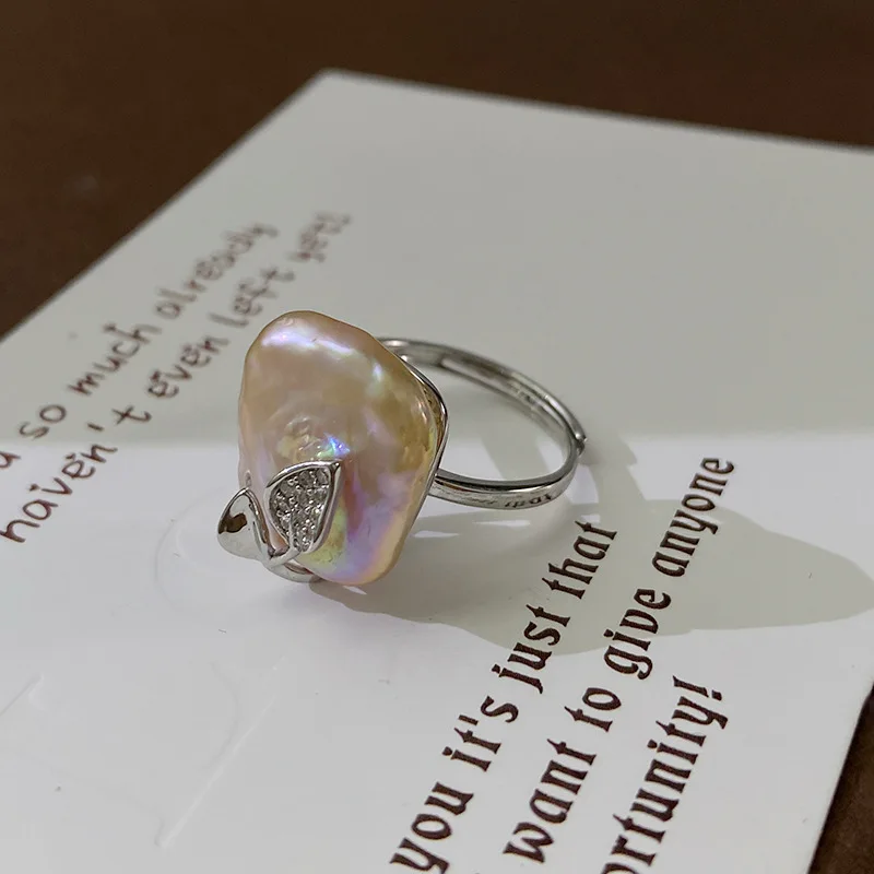Baroque Pearl Ring Women, Niche And High-End, Open Design
