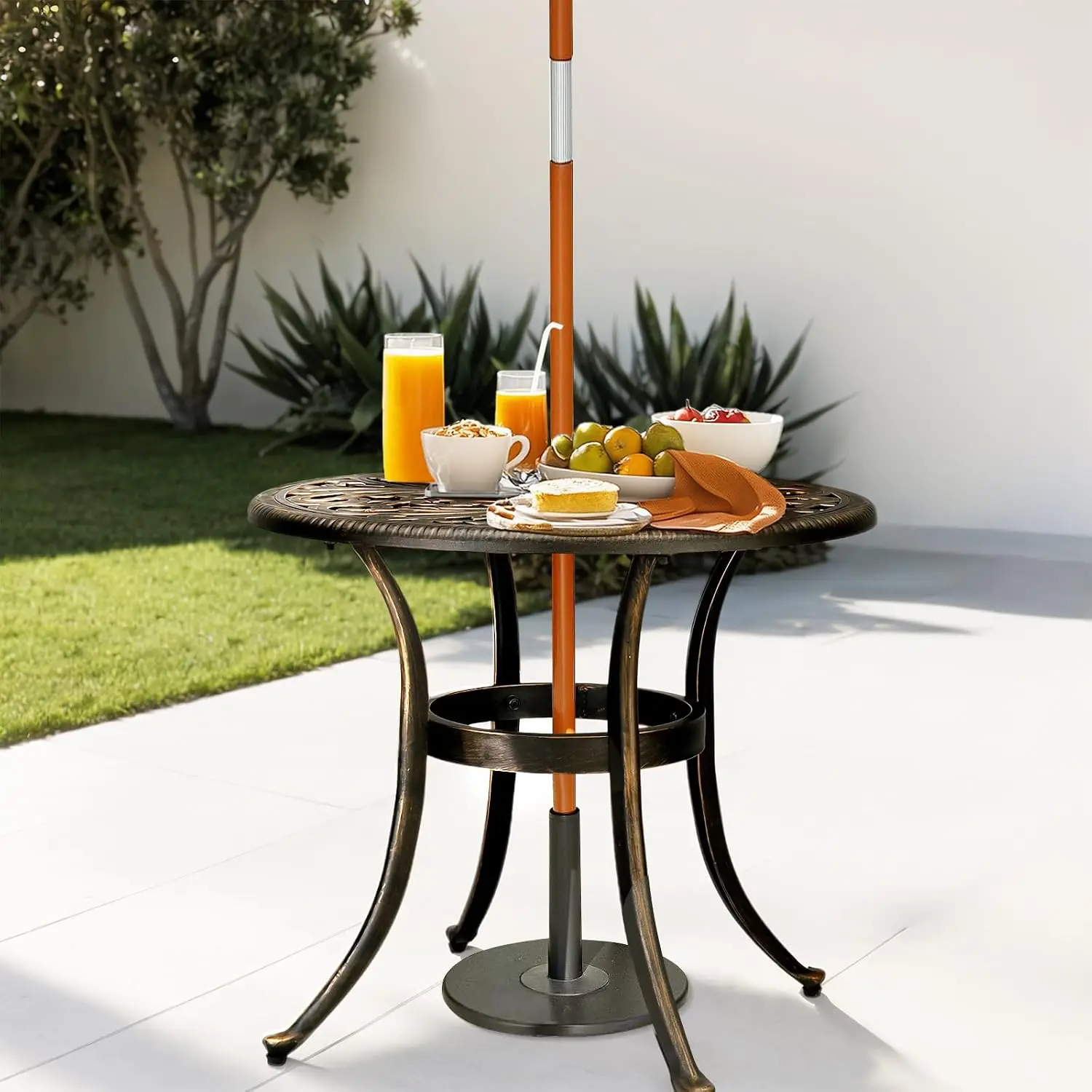 23.6in Bronze Cast Aluminum Bistro Side Table with Umbrella Hole | Antique decorative outdoor patio furniture,, Customized