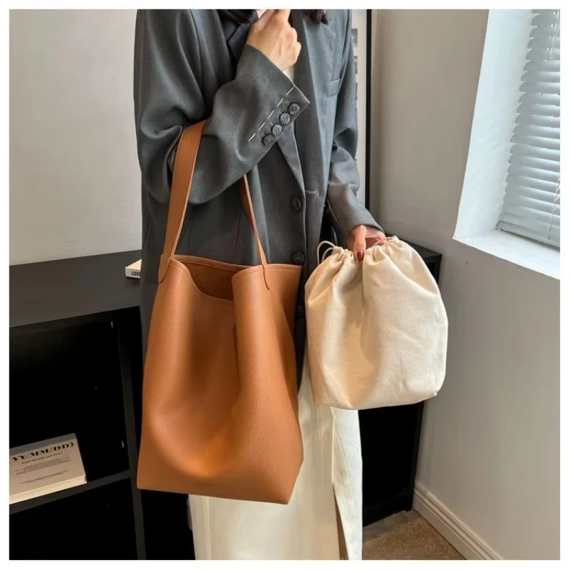 Pu Leather Handbags for Women, Casual Tote for Ladies, Black Bucket Bag, Shoulder Crossbody Bag, Good Fashion Designer 2 PCs/Set