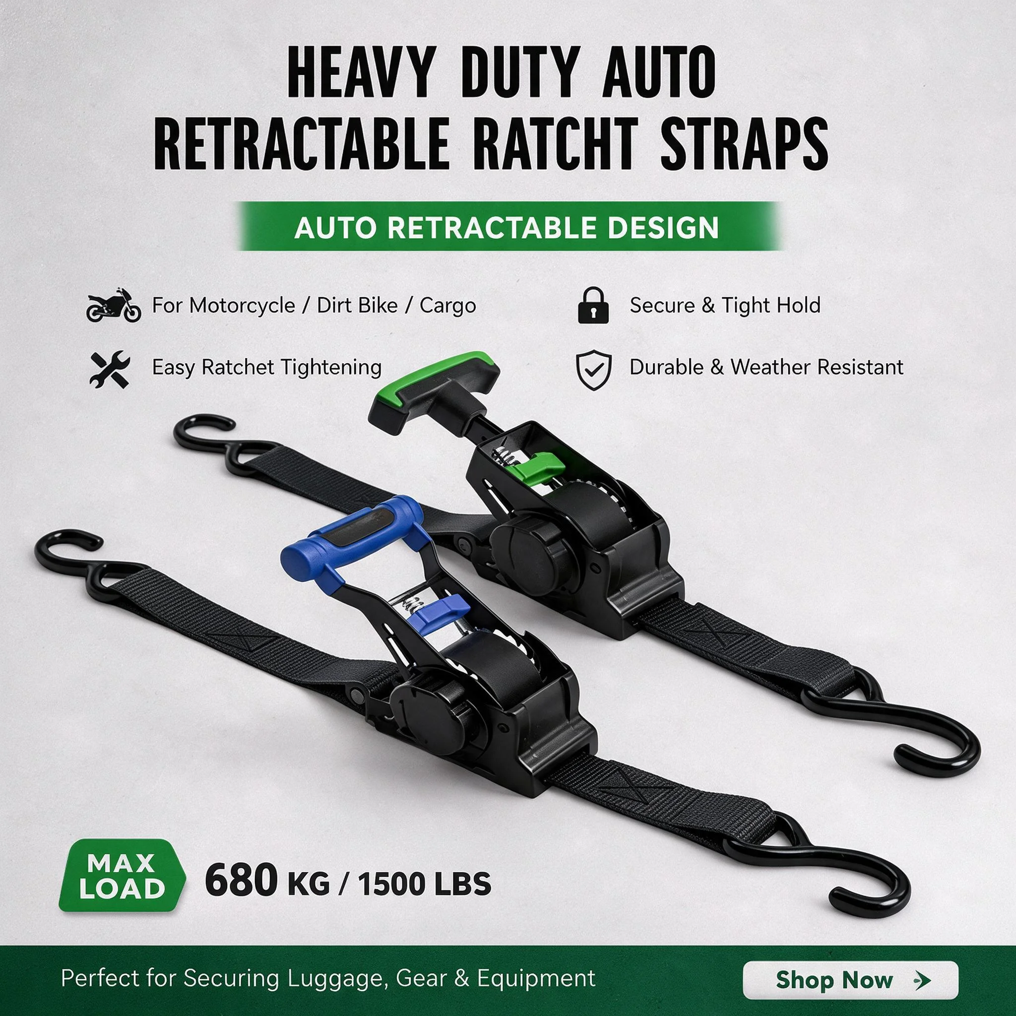 Trailer Retractable Ratchet Strap Automatic Self-Shrinking Tie Down Heavy Duty Cargo Securing Transport Vehicle Accessories