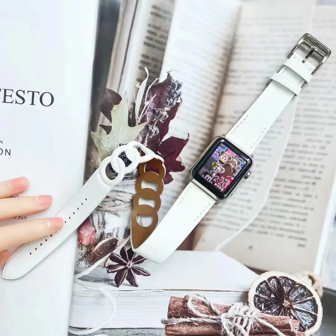Leather Strap For Apple Watch Ultra 10 9 8 7 46mm 45mm 41mm Double Circle Wristband For iWatch 6 5 4 SE 44mm 42mm 40mm 38mm Belt