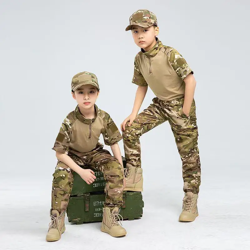 子供用迷彩服半袖スーツメンズ夏幼稚園軍事訓練サマーキャンプcpカエル服