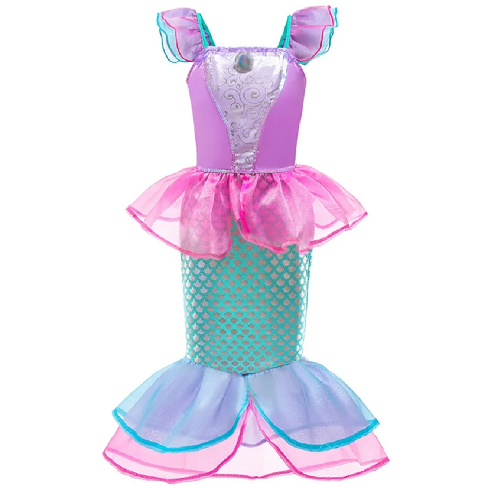 Kids Princess Costume Girls Elsa Anna Carnival Dress Pageant Halloween Party Clothes Children Rapunzel Mermaid Ariel Fancy Dress