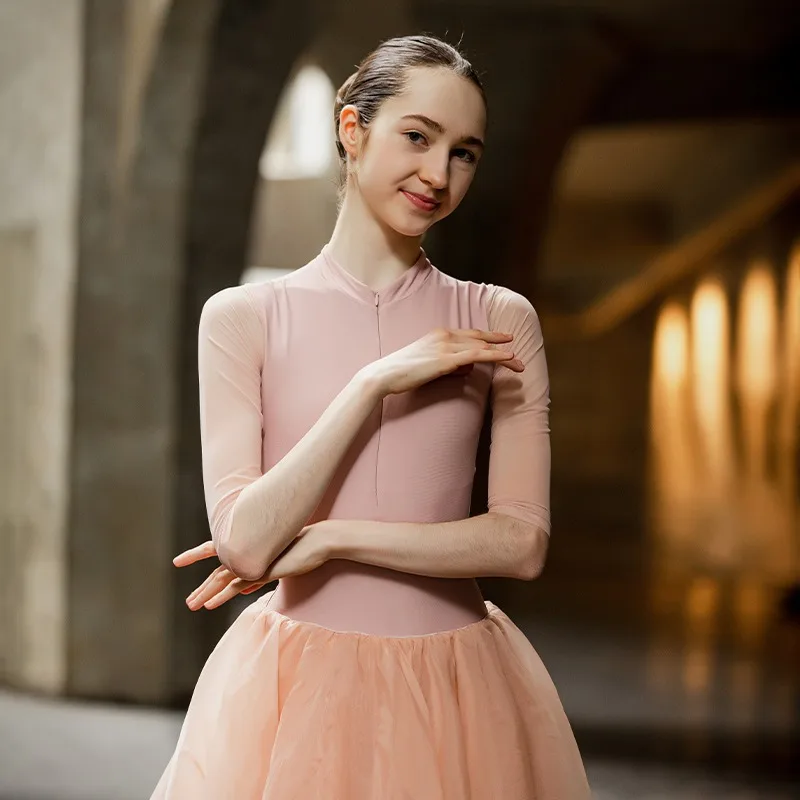 

Black Pink Ballet Leotards For Women Embroidered Zipper Rhythmic Gymnastics Tights Adult Aerial Yoga Practice Clothing