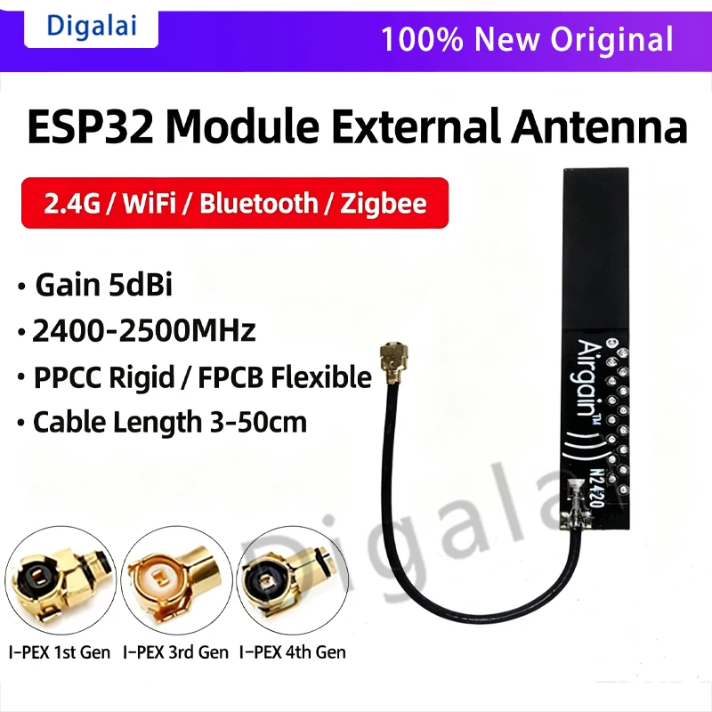 ESP32 Antenna 2.4GHz WiFi Bluetooth with IPEX 1/3/4 Gen Connector Flexible PCB/FPCB