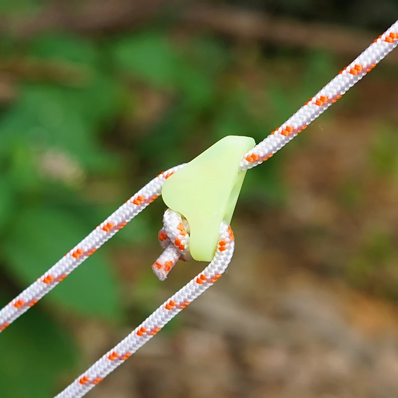 Hebilla de cuerda luminosa para acampar al aire libre, cuerda de tracción para tienda, hebilla de ajuste antideslizante luminosa, accesorios para tienda, 10 Uds.