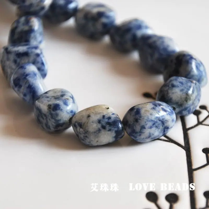 4pcs/lot Natural Blue Vein Stone Nuggets Loose Beads Jewelry Making DIY For Women