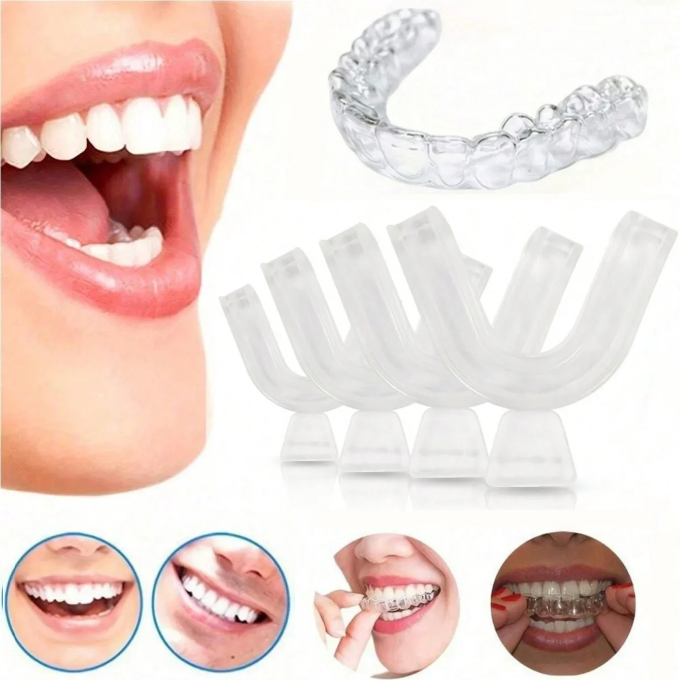 

30 пар силиконовых брекетов, отбеливающие стоматологические лотки для холодного света, предотвращающие шлифование зубов в ночное время, подушка для защиты десен, шлифовка зубов