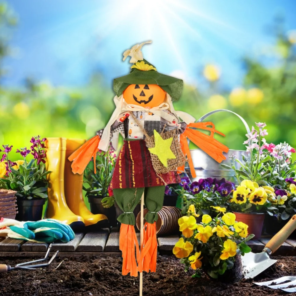 Harvest Scarecrow Durable Straw Doll Fall Autumn Standing Scarecrow for Festival Scarecrow Thanksgiving Halloween Decorations