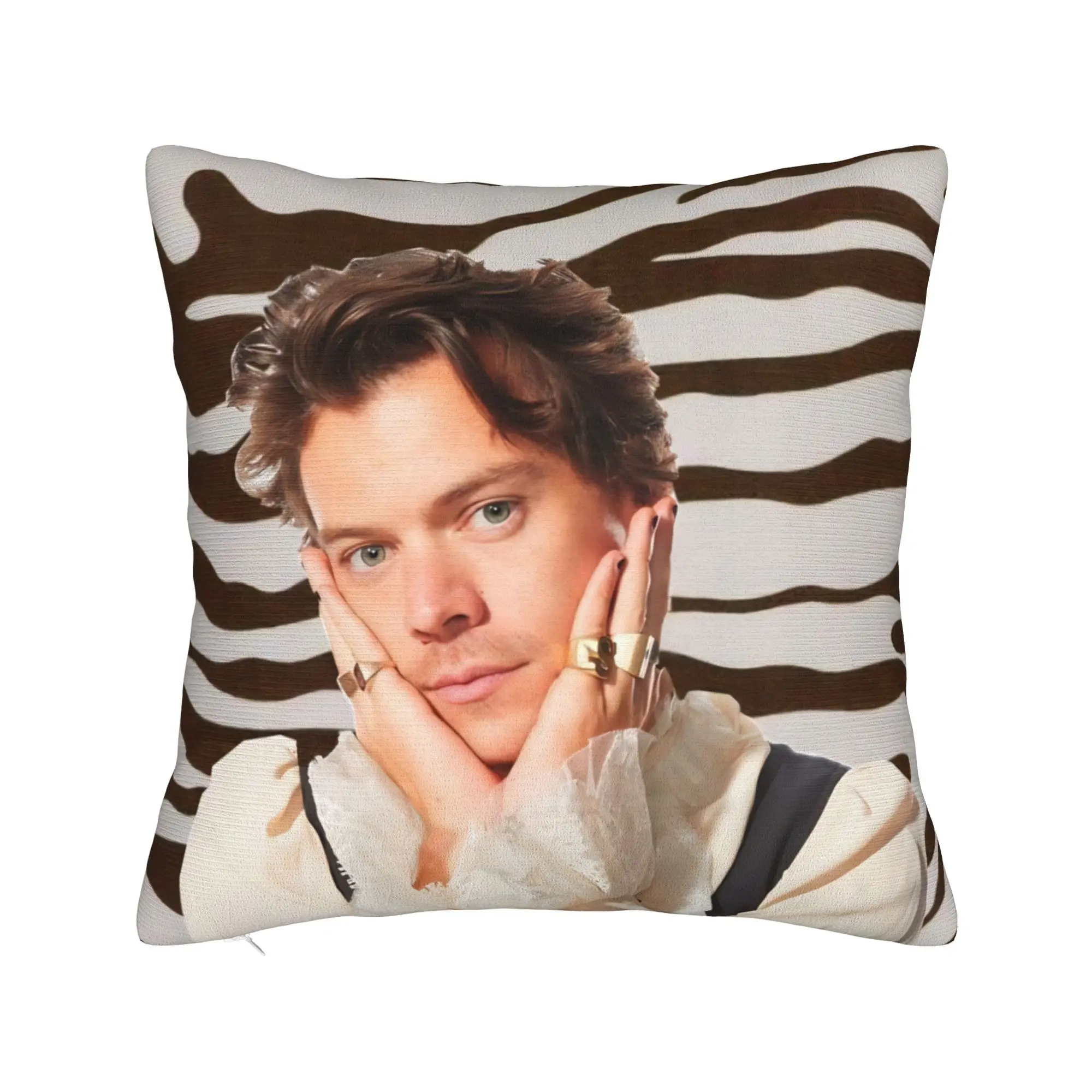 Harrys Styles Pillowcase Double-sided Printing Polyester Cushion Cover Decorations  Throw Pillow Case Cover Home Square 40X40cm