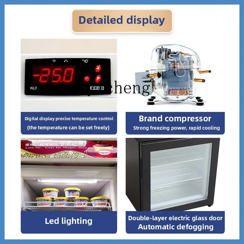 XL Desktop Ice Cream Freezing Display Cabinet Small Stall Mini Refrigerator