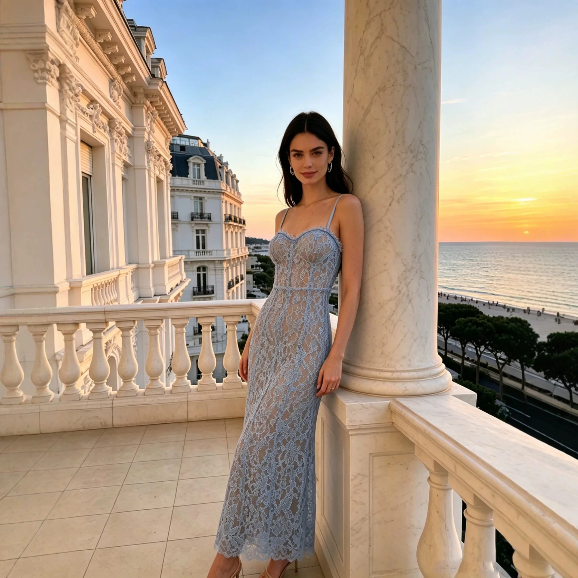 Sexy See Through Lace Bodycon Evening Dress Spaghetti Strap V Neck Sleeveless Maxi Dresses Celebrity Elegant Mermaid Prom Gown