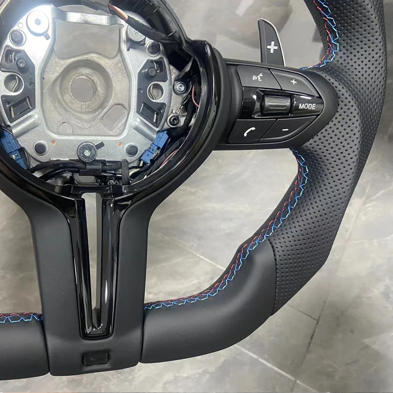 Half-Perforated Steering Wheel for BMW E90 E92 E70 F01 F10 F11 F15 F20 F22 F25 F30 F31 F35 F36 Flat Bottom M Sports with Paddle view 5