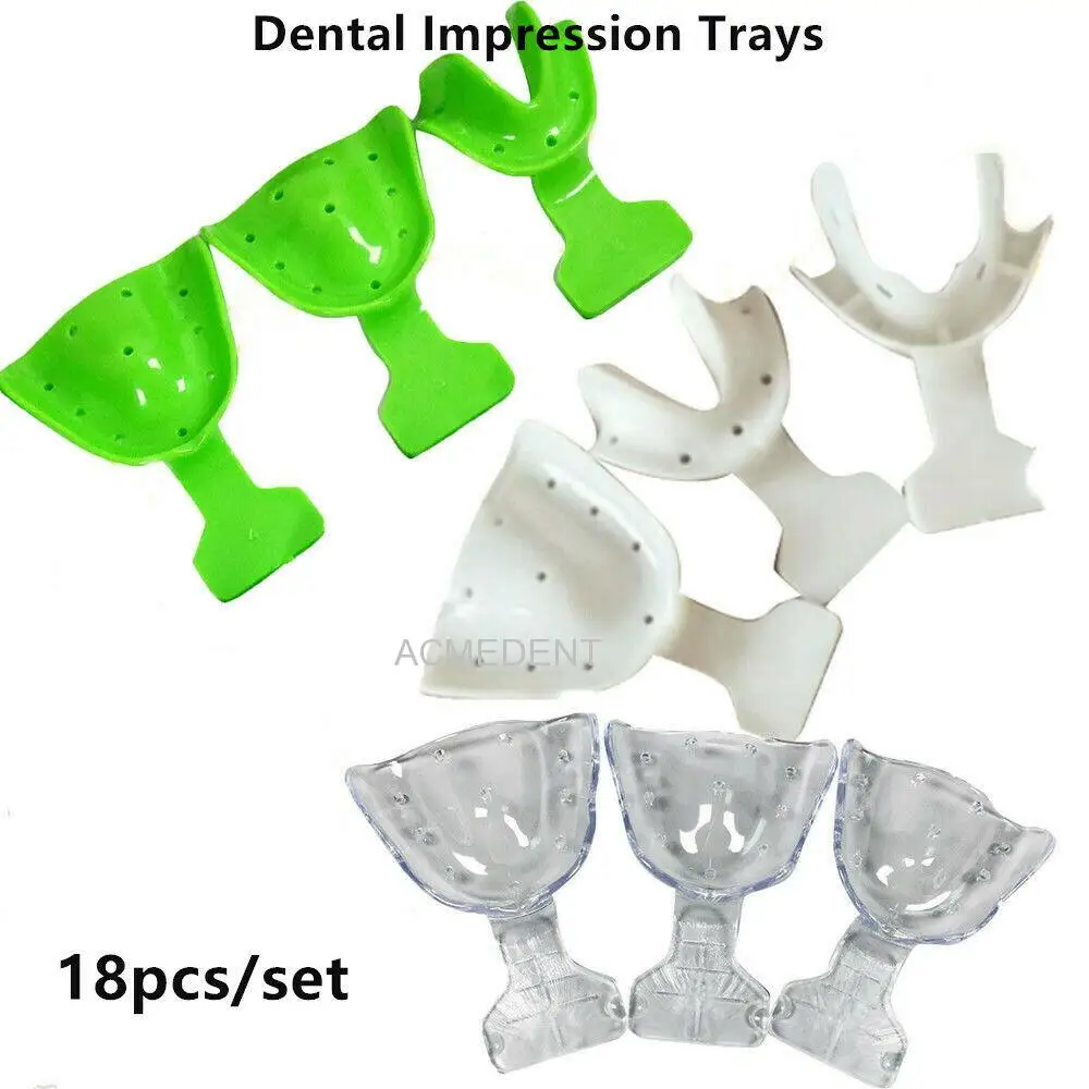 

1 Set Dental Edentulous Jaw Impression Trays Full Denture Frame Cut Back 18pc/set