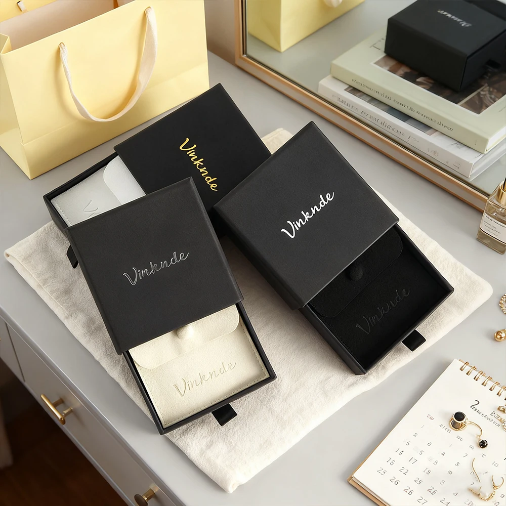 

Раздвижные картонные коробки с логотипом на заказ и мешочками на пуговицах из микрофибры, ювелирные изделия, серьги, кольца, коробка для рисования, сумка для свадебного подарка