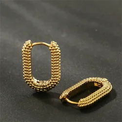 Simple French Square Alloy Earrings Gold Color Geometric Shape Drop Earring For Women Trendy Party Jewelry Gift