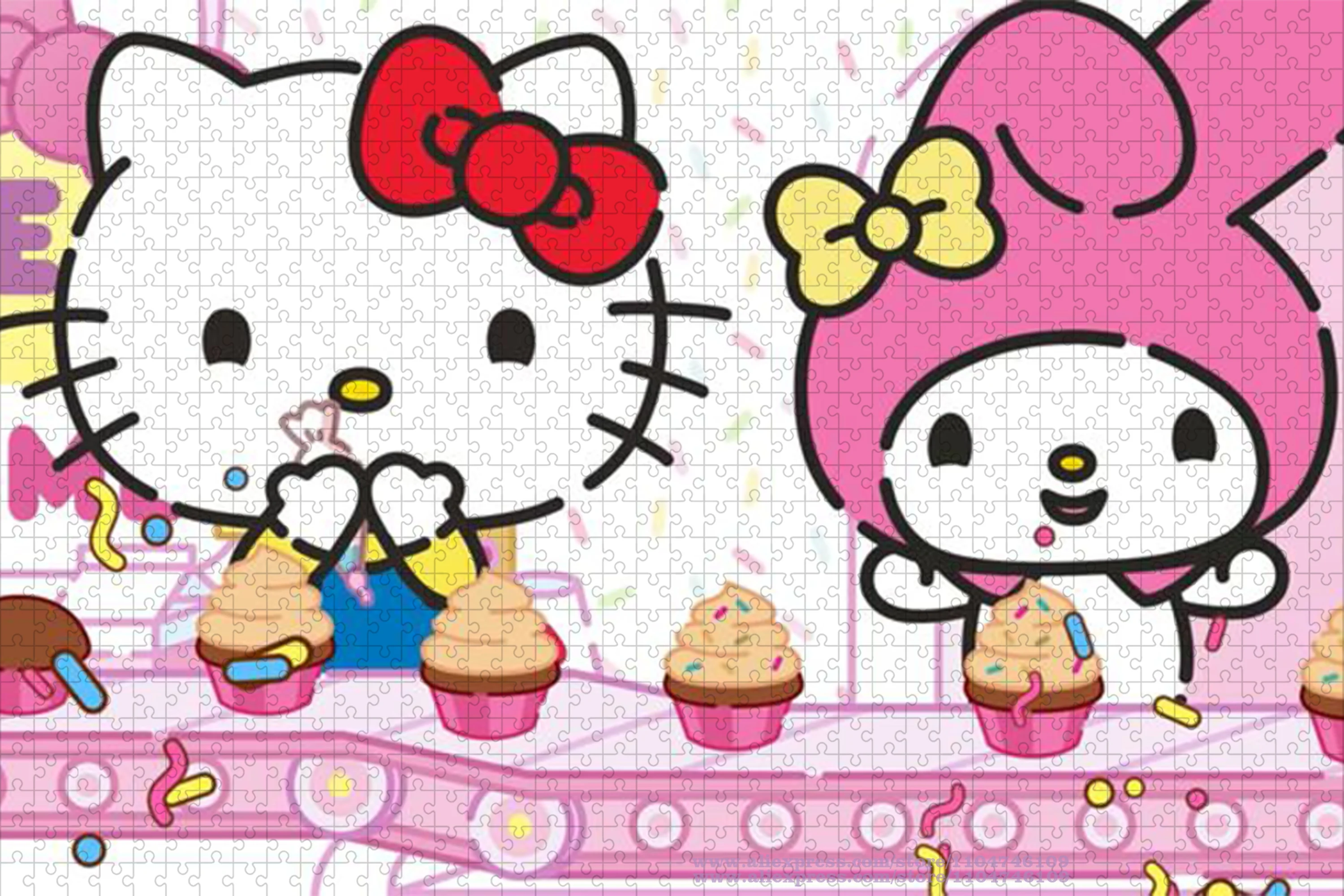 Sanrio 헬로 키티 & 마이 멜로디 퍼즐 퍼즐 108/200/300/500/1000/1500Pcs 지능 퍼즐 남여 독특한 선물 상자 포함