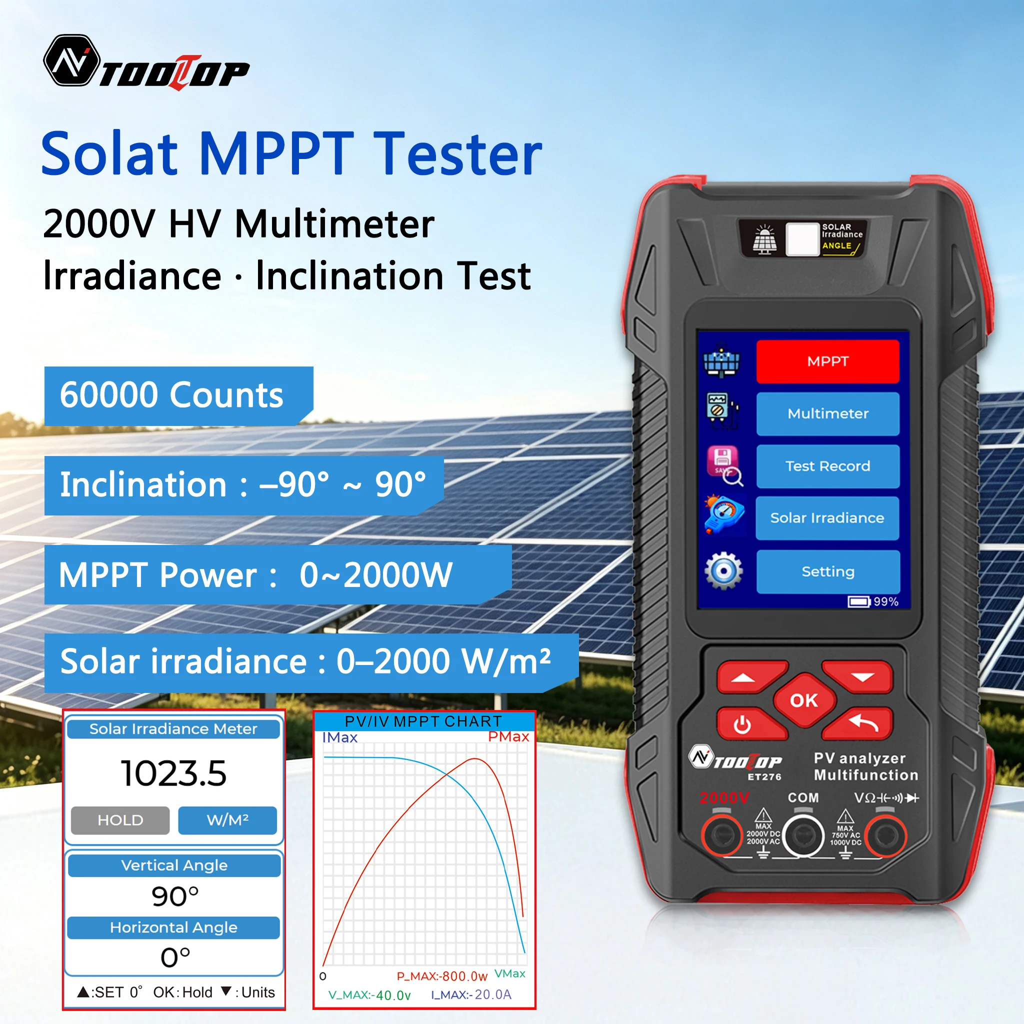 Outdoor Power Board - TOOLTOP ET276 Portable MPPT Photovoltaic Tester
