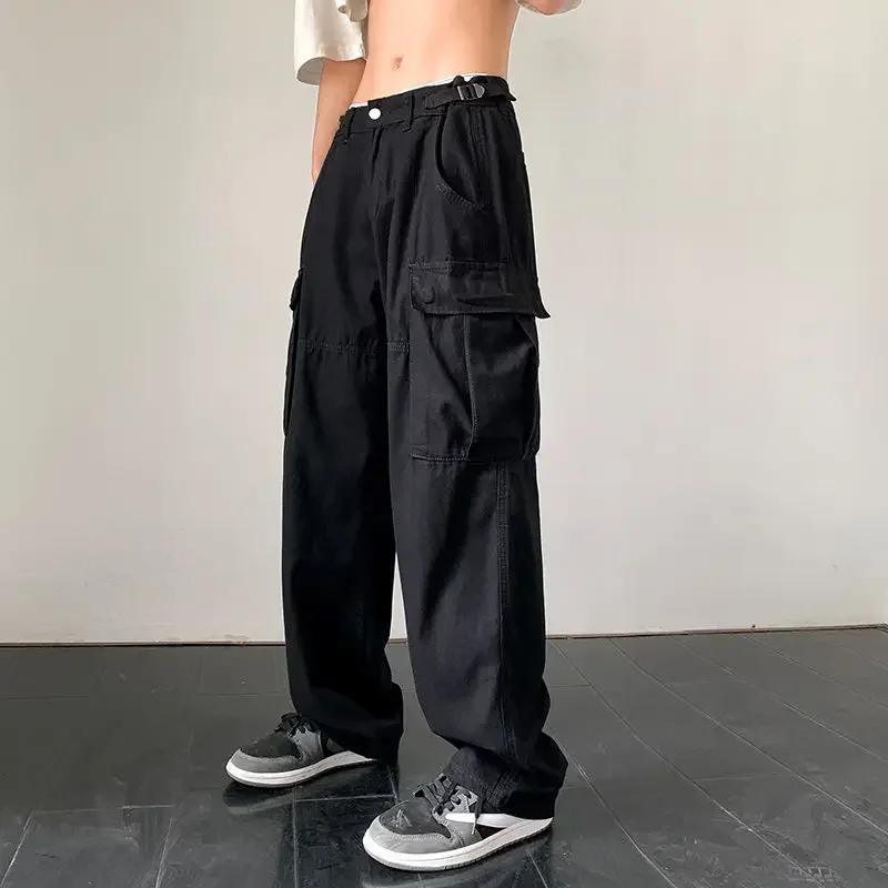 Trousers Man Summer Straight White Wide Cargo Pants For Men Slacks Luxury Cotton Street Vintage New In Fashion Y2k High Quality