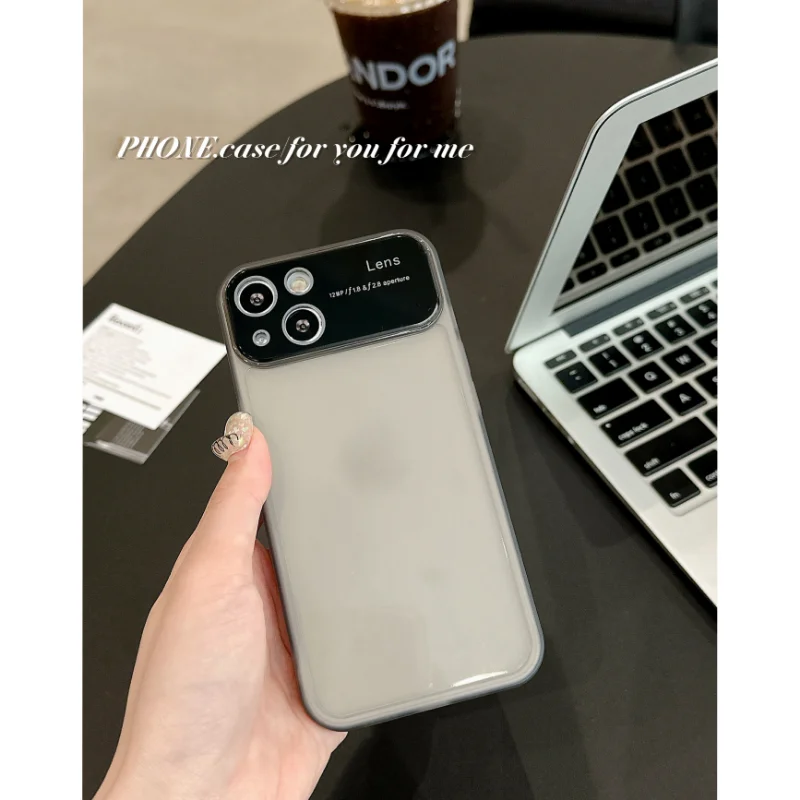 Large Window Black and White Powder Transparent Soft Case Suitable for IPhone11 12 13 14 Pro Max Small Refreshing Phone Case