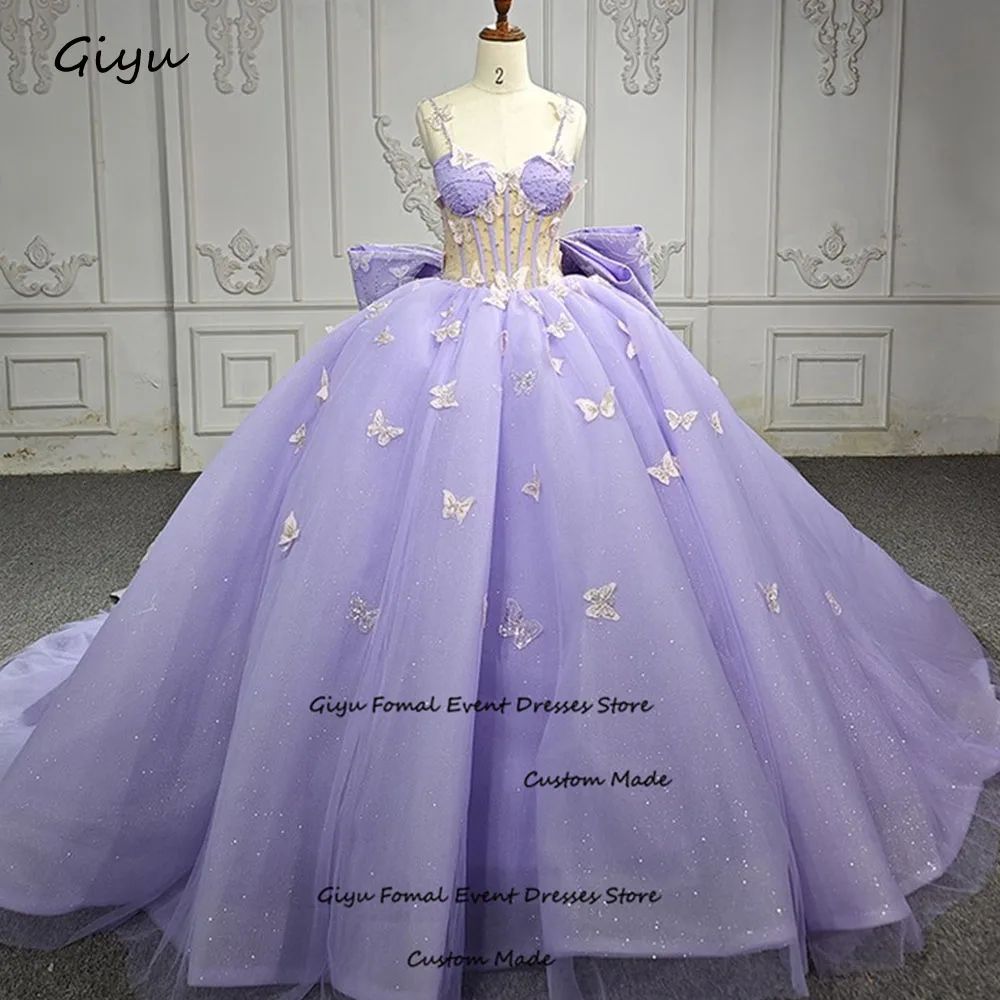 

Giyu принцесса бабочка фиолетовые платья 15 quinceañera бальное платье ДРАПИРОВАННОЕ бантом роскошное 16 милое платье на день рождения Quinceanera платье