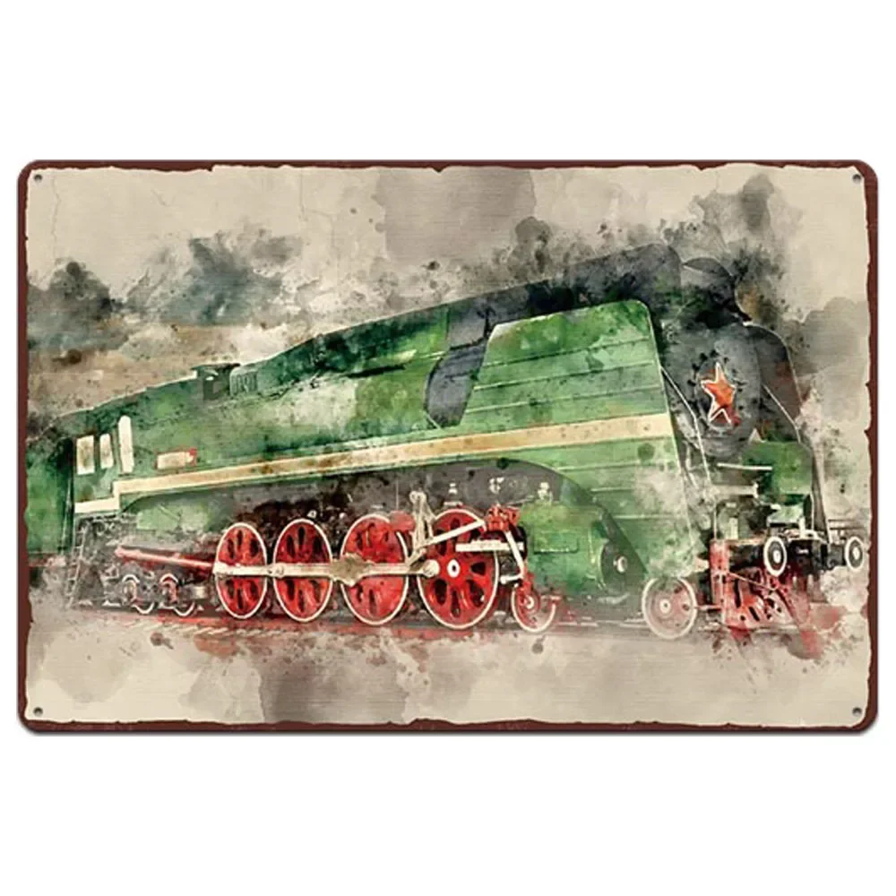 Train Metal Poster Vintage Plate Tin Signs Wall Poster Retro Plaque Poster Bar Pub Club Wall Home Decor Wall Stickers Poster