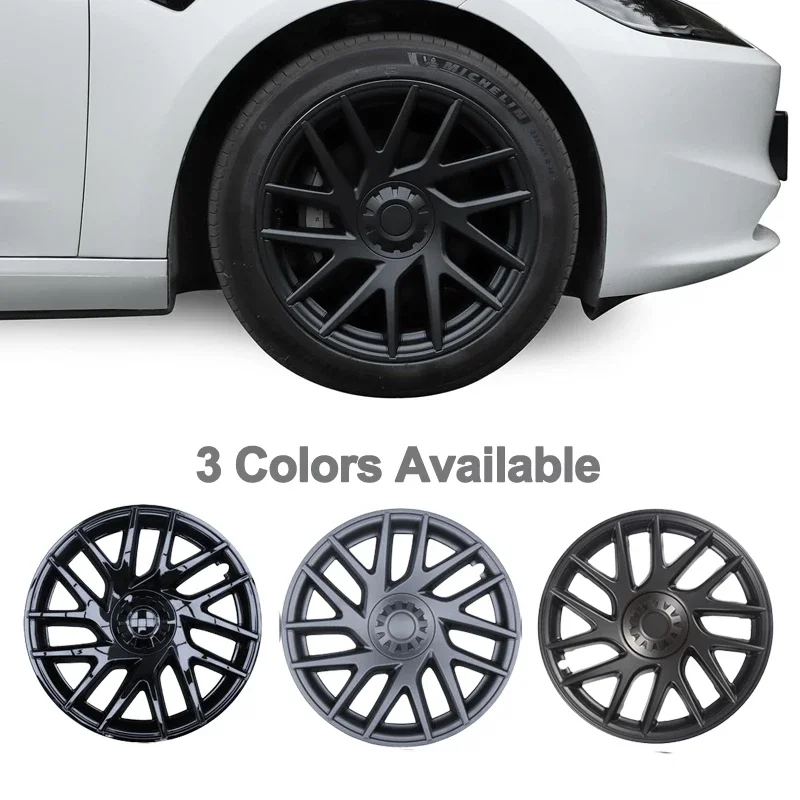 FITKMH Wheel Hub Covers for Tesla 2024 Model 3 Highland, new Thunder style 18\'\', full rim performance replacement accessories