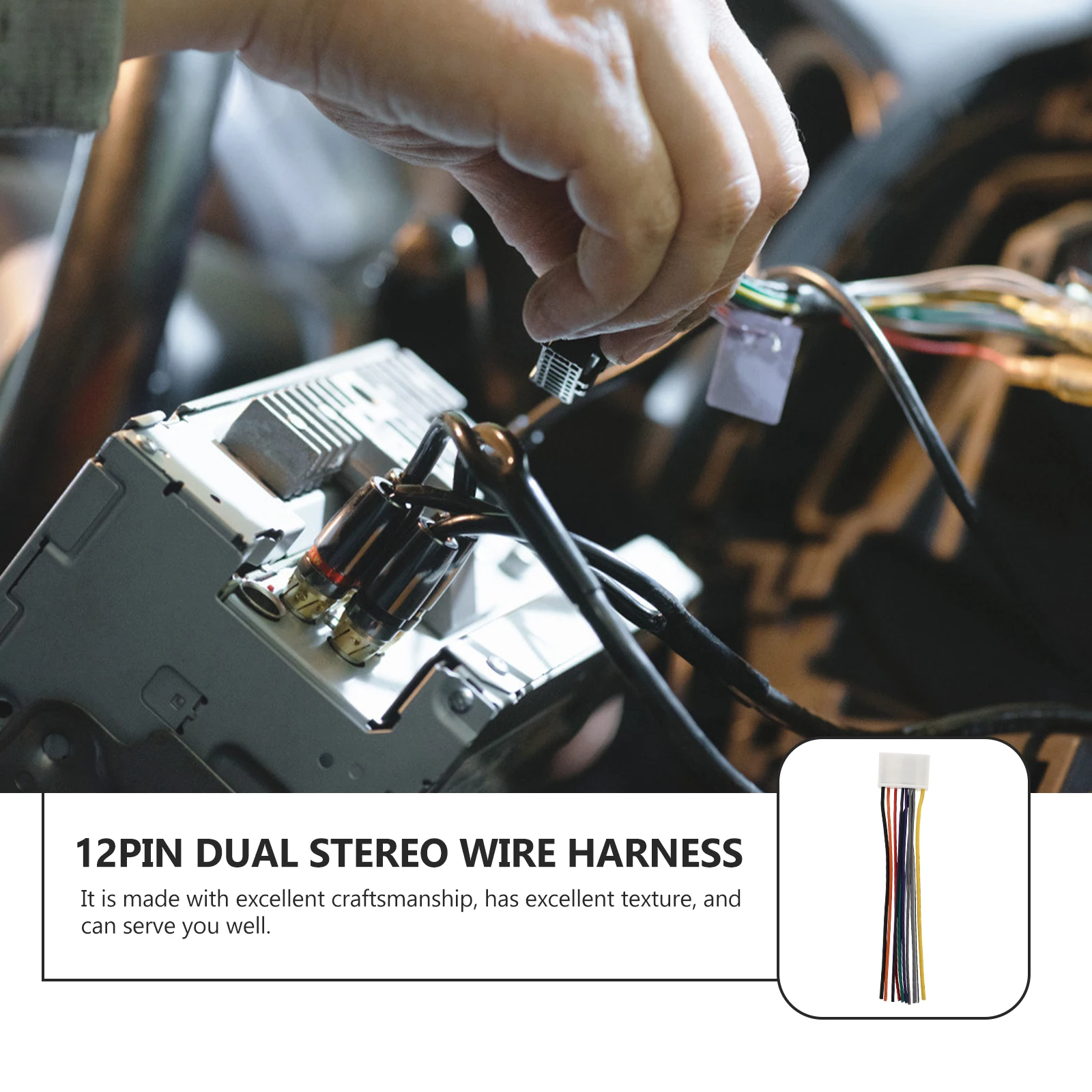 

1pc 12 Pin Dual Stereo Cable Wiring Harness Practical Audio Power Wire Connection Cord For Car Radio Stereo System Durable Easy