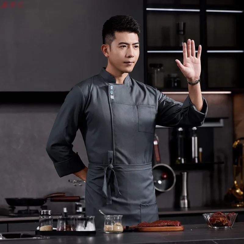 Catering Hotel restaurante cocina uniforme de trabajo de manga larga pastelería panadería camarero uniforme de Chef para hombres