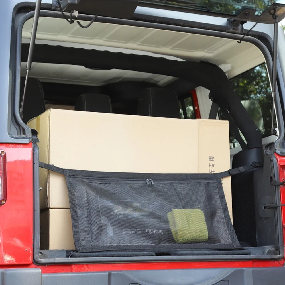 Para Jeep Wrangler JK 2007-2017 maletero trasero equipaje de carga organizador de almacenamiento de malla red Rubicon Sahara Sport accesorio de coche ilimitado