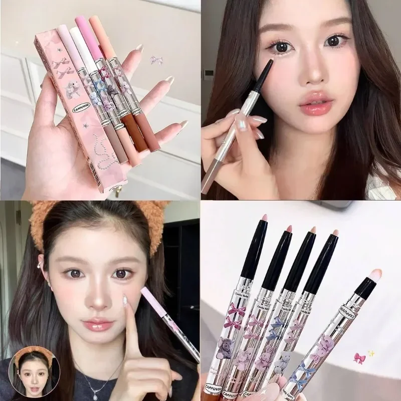 Double Head Lying Silkworm Pen Silkworm Highlight Crease Pencil Diamond Glitter Matte Brightening Shadow Eyeliner Pen Aegyo-sal