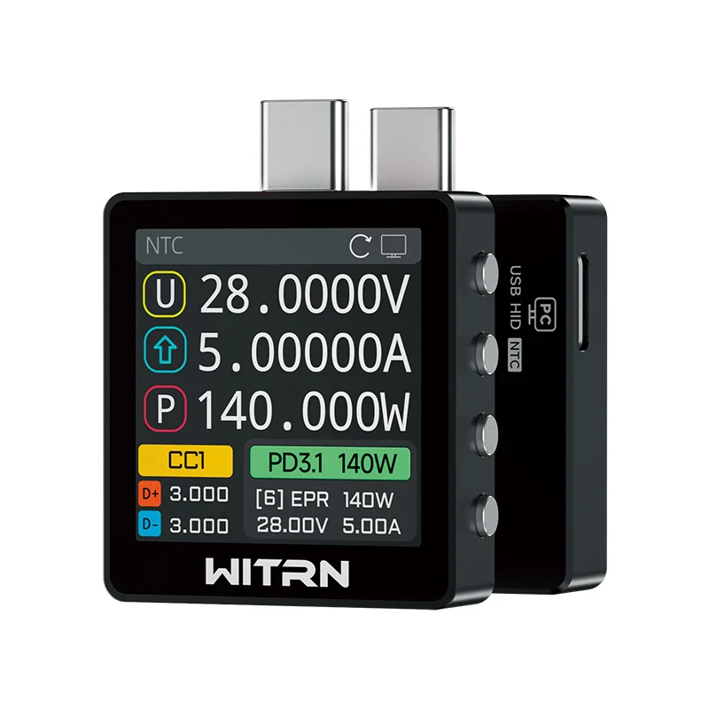 

WITRN K2 voltage and current meter USB tester PD3.1 fast charging protocol detection decoy 28VEPR color screen 140W mobile phone