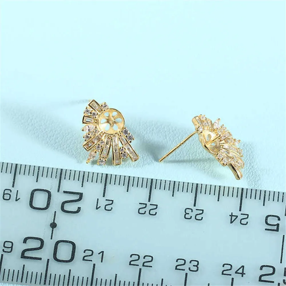 DIY Pearl Accessories New S925 Sterling Silver Luxury Zircon Earrings Empty Holder Fashionable Exquisite Niche Retro Versatile