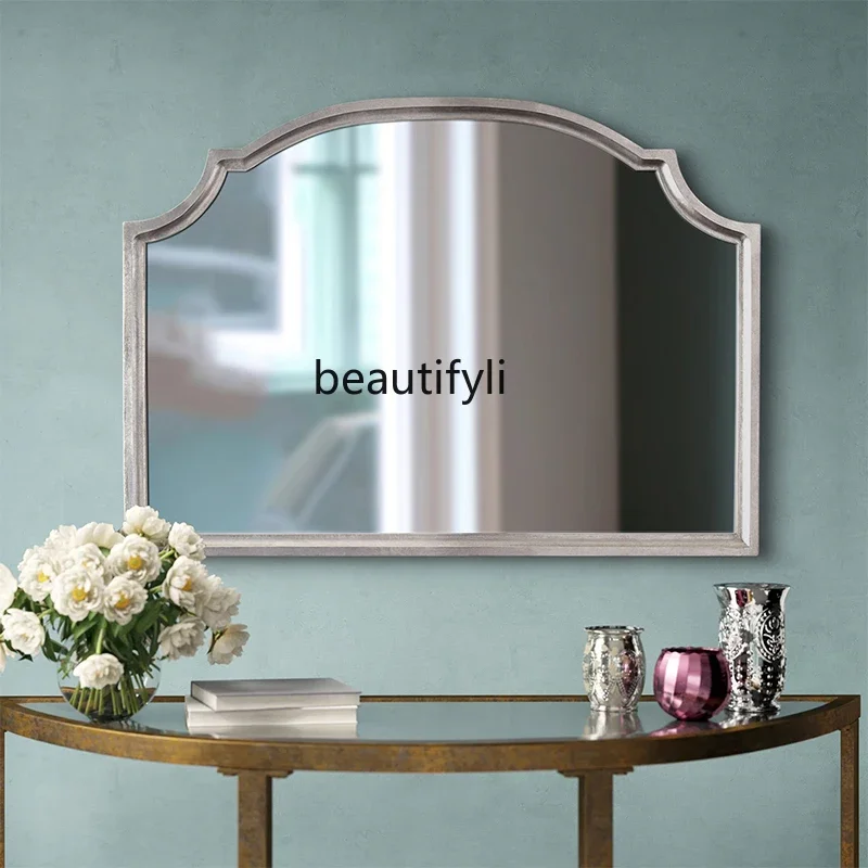 European mirror decoration LED light luxury living room wall hanging, entrance with light, bedroom makeup mirror