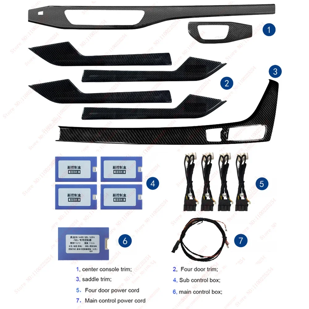 Fit for Audi A4L A5 B9 2017-2025 Interior Atmosphere Light LED ambient light carbon fiber door trim Footwell light interior acce