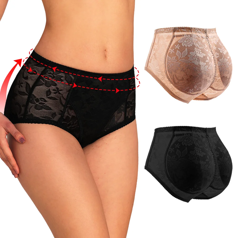 Panties de mujer de cintura media con relleno de esponja para realce de glúteos, moldeador de cuerpo con efecto levantador de glúteos, ropa interior moldeadora.