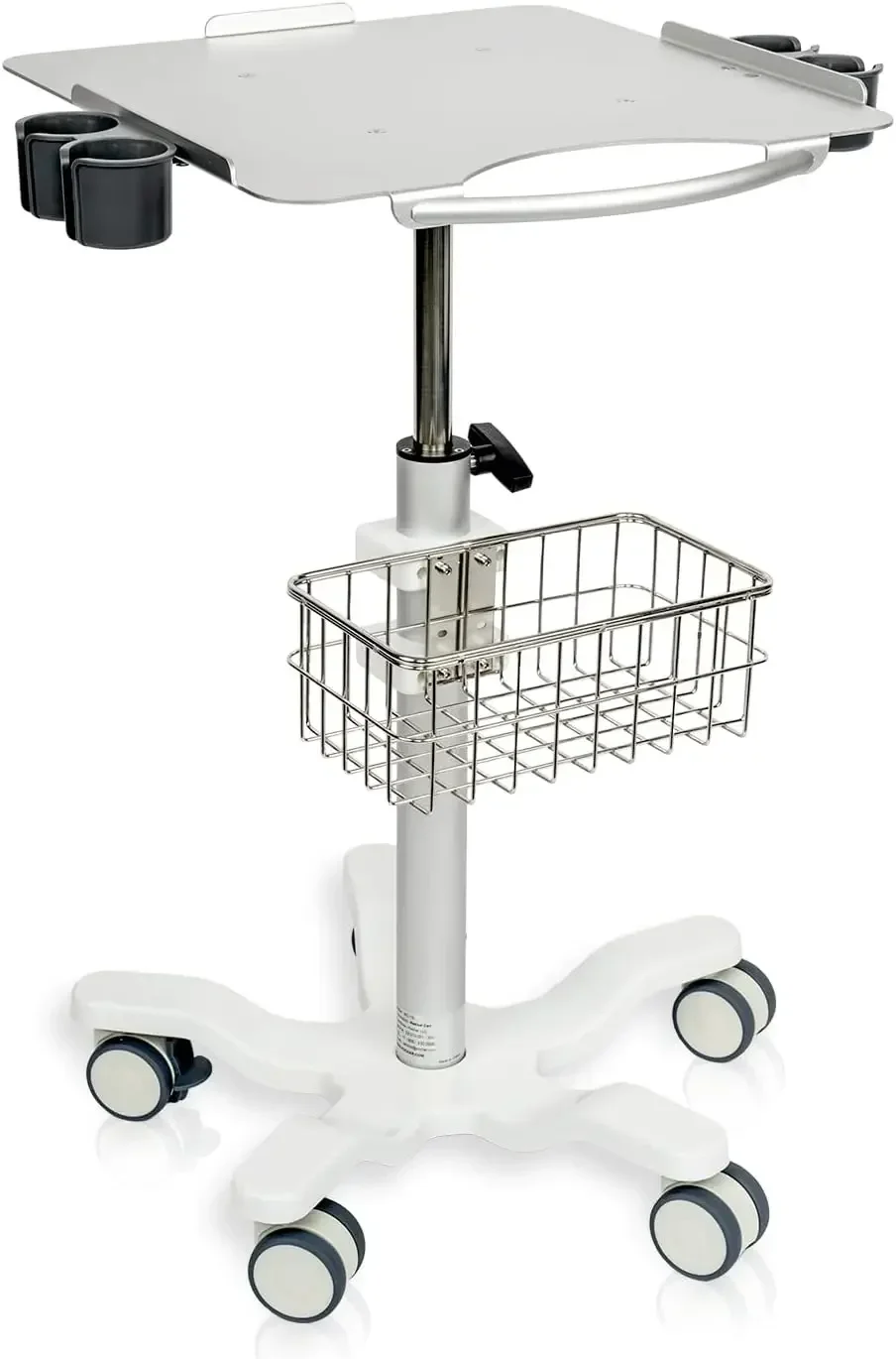 Medical Cart, Trolley Cart with Wheels Height Adjustable Stainless Steel Dental Cart Rolling Desktop Lab Cart with Tabletop