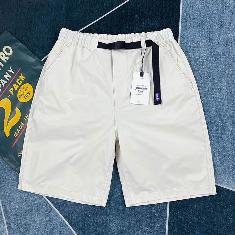 Celana pendek kasual longgar musim panas celana kuartal di atas lutut kaki lurus retro Amerika pria