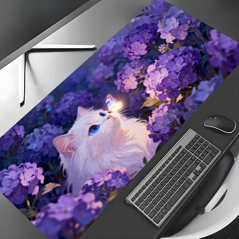 

Уникальный дизайн с иллюстрацией кошки, большой коврик для мыши, настольный коврик, игровые коврики, нескользящий коврик для мыши, аксессуары для рабочего стола, компьютерный офисный коврик