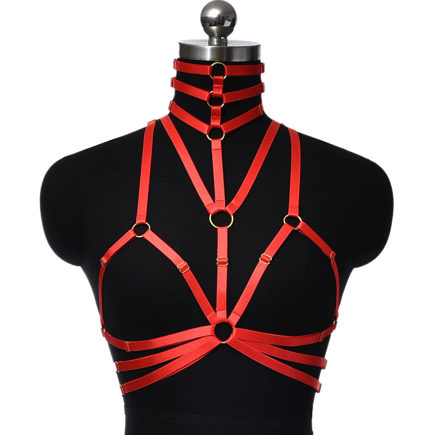 

Handmade Bondage Body Harness Hollow Harness Cage Adjustable Sexy Lingerie Bra Elastic Rave Goth Crop Top