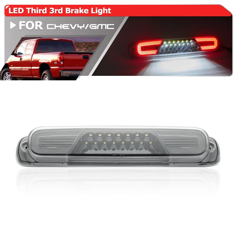 

For 99-07 Gen1 Chevy Silverado GMC Sierra 1500 2500 3500 HD Classic LED Third 3rd Brake Light Replacement White Cargo Roof Lamp