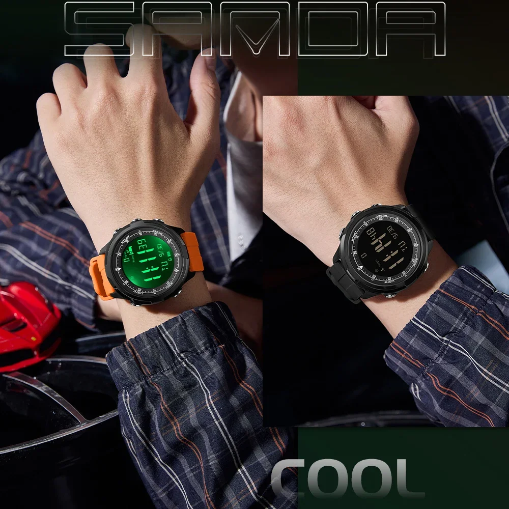 SANDA Watch for Men Digital Watches Sports LED Wristwatches Men's 50m Waterproof Watch Digital Light Stopwatch Calorie Countdown