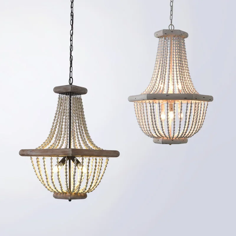 Cross-border special wooden country retro old wood wood chandelier living room dining room bedroom bed and breakfast chandelier
