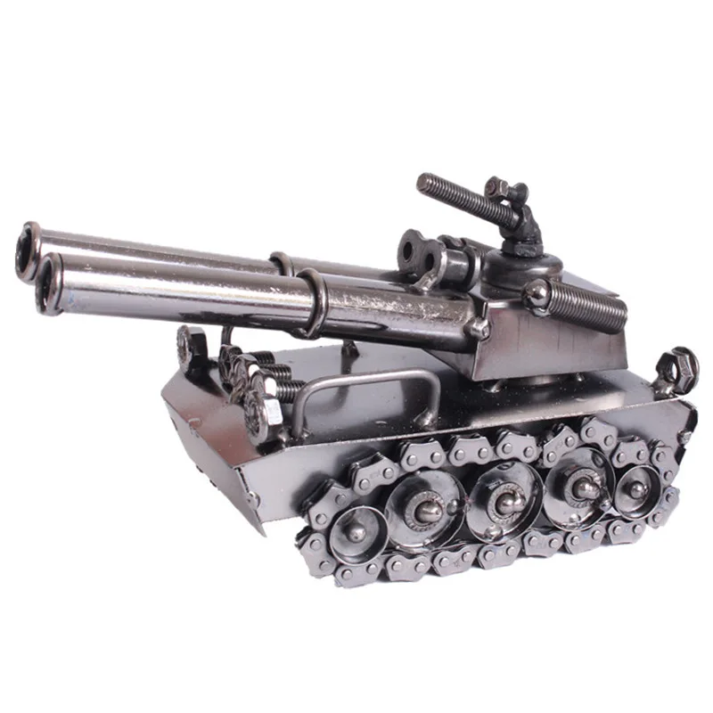 

Metal Tank Cannon Model Home Desktop Decorations Iron Crafts Retro War Tank Children Toys Warriors Cannon Model Tank