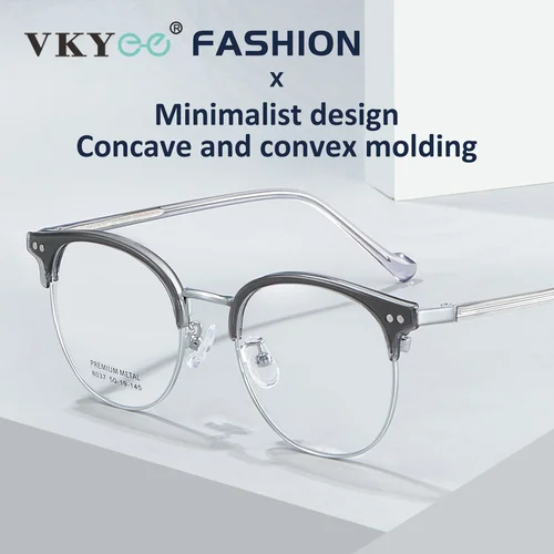 Imagen 2 del producto VICKY-gafas de aleación ovaladas Retro simples, montura de cien modelos, se pueden personalizar, gafas graduadas con luz azul