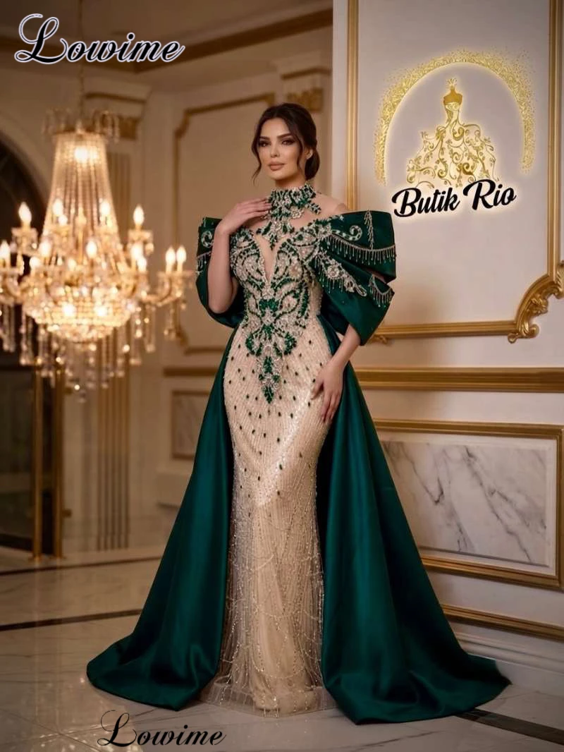 Newest Elegant Beaded Evening Dresses Mermaid Off Shoulder Celebrity Dresses Luxury Prom Dresses Robes De Soirée Customized