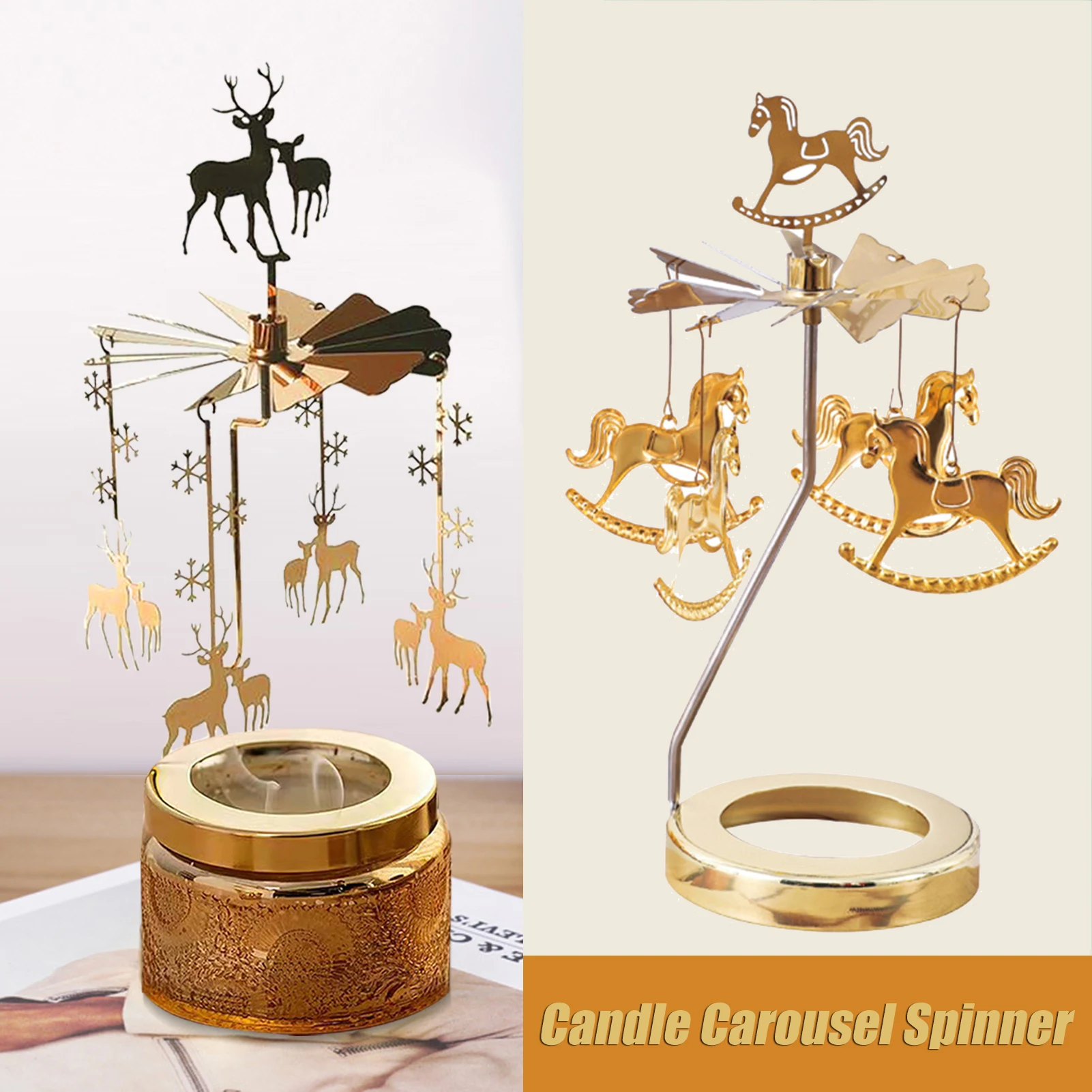 Rotating aromatherapy candle holder metal rotating candle holder dinner atmosphere tabletop rotating decoration