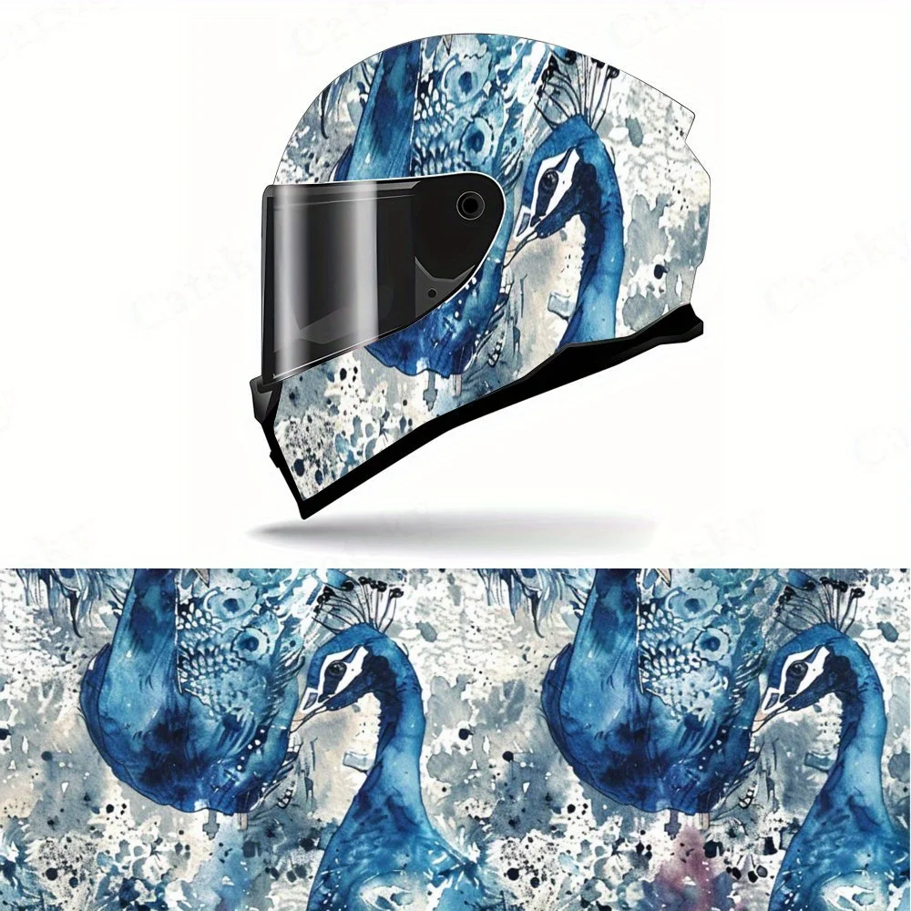 

Artistic colorful elegant watercolor peacock Full helmet Wrap Sticker Motorcycle helmet Racing graphic Decal Vinyl wrap helmet d